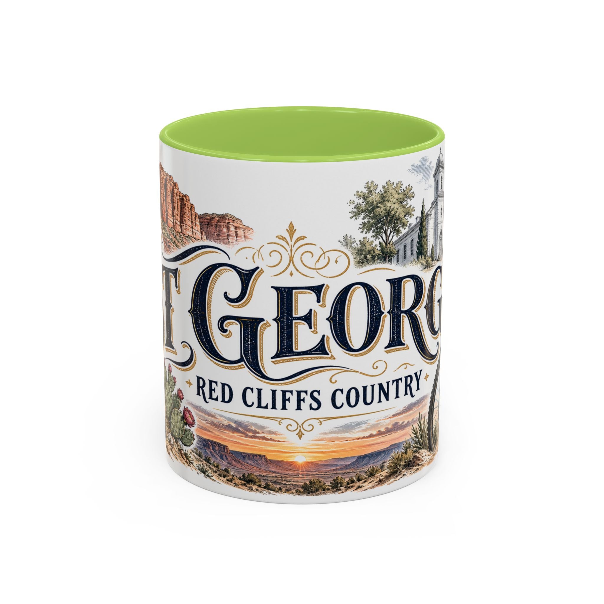 St George Coffee Mug | United States Travel Souvenir | Vintage Illustrated City Gift | 11 oz 15 oz Accent Mug