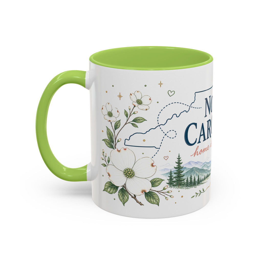 North Carolina State Map Mug | Moving Away, Homesick Gift | Botanical Accent Coffee Cup
