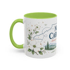 North Carolina State Map Mug | Moving Away, Homesick Gift | Botanical Accent Coffee Cup