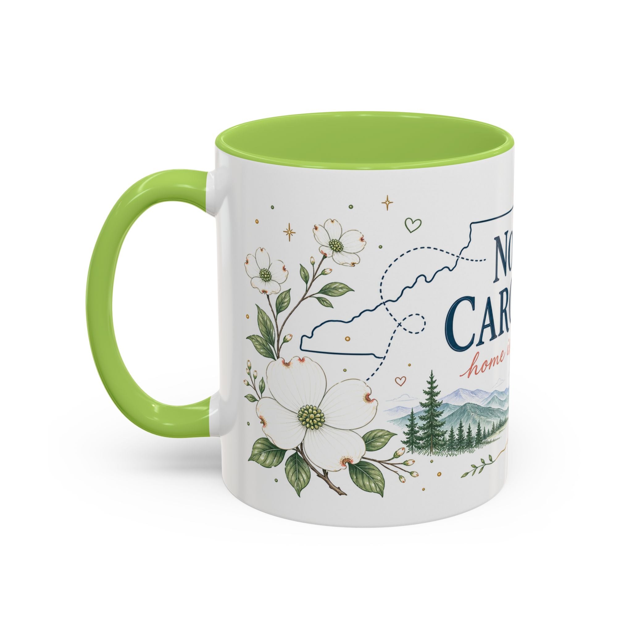 North Carolina State Map Mug | Moving Away, Homesick Gift | Botanical Accent Coffee Cup