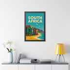 South Africa Beach South Africa Framed Poster | Vintage Travel Wall Art | Black Walnut White Frame | 16x24 20x30