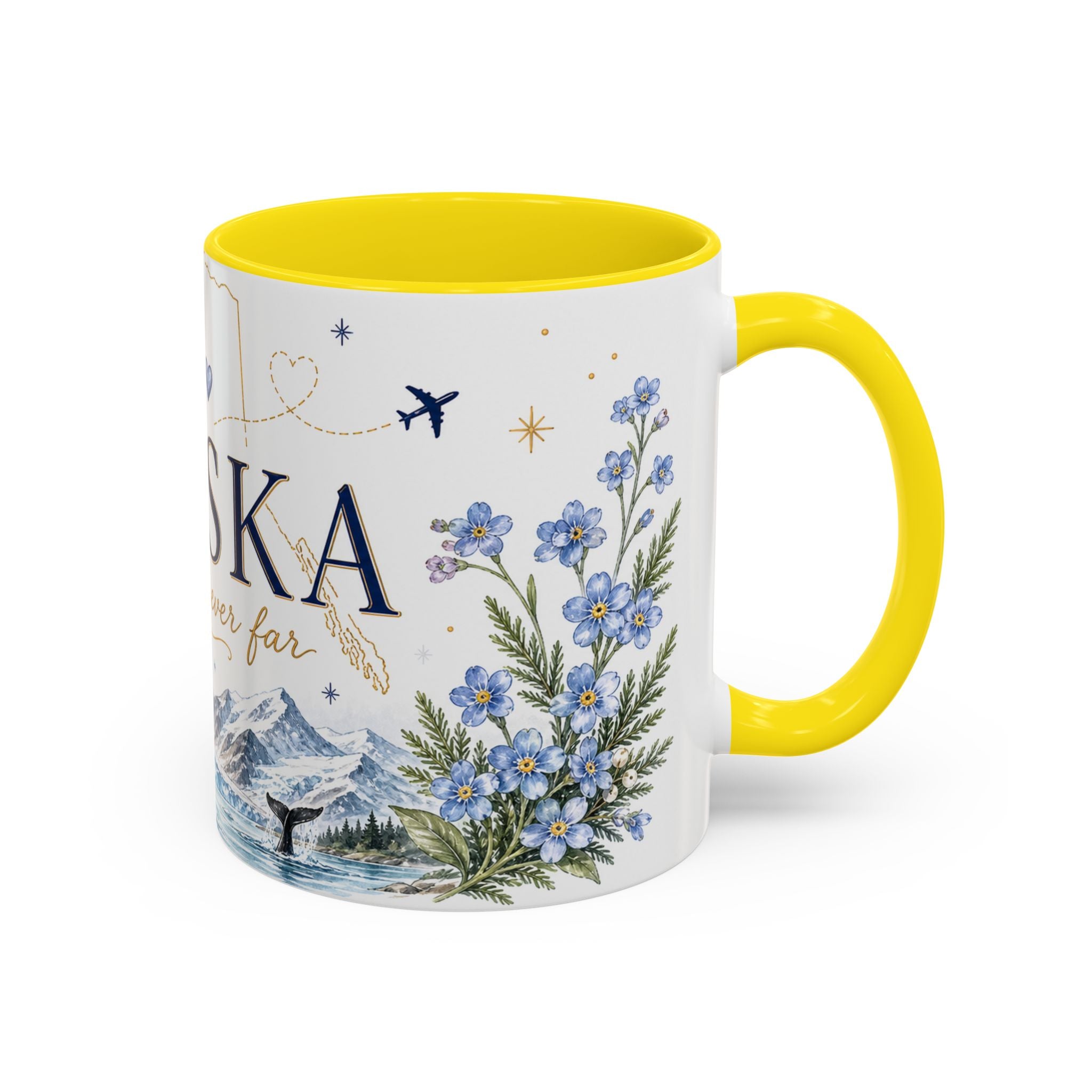 Alaska State Map Mug | Northern Lights, Mountains, Glaciers | Moving Away Gift