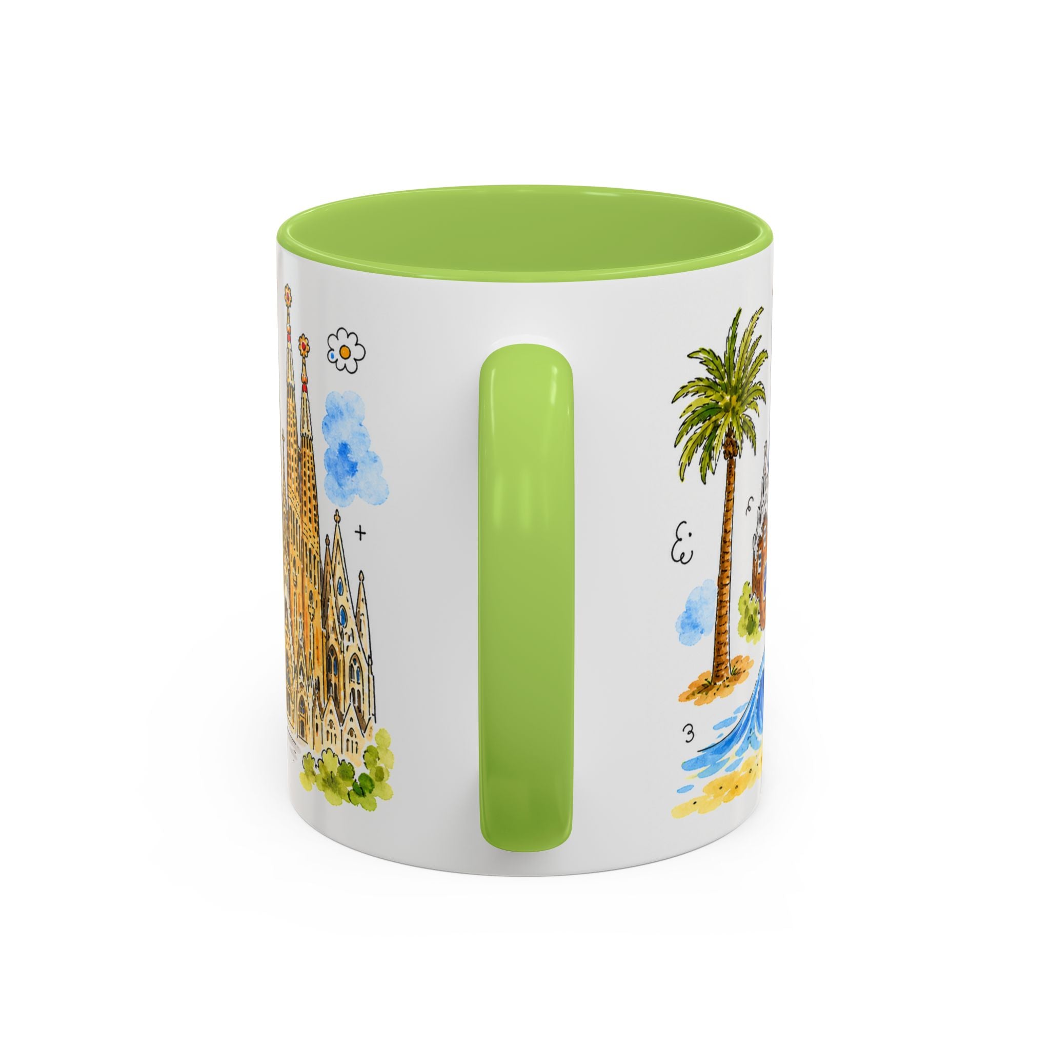 Barcelona Travel Mug | European City Souvenir Accent Coffee Mug | 11oz 15oz Ceramic Cup