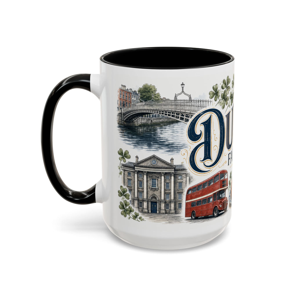 Dublin Coffee Mug | Ireland Travel Souvenir | Vintage Illustrated City Gift | 11 oz 15 oz Accent Mug