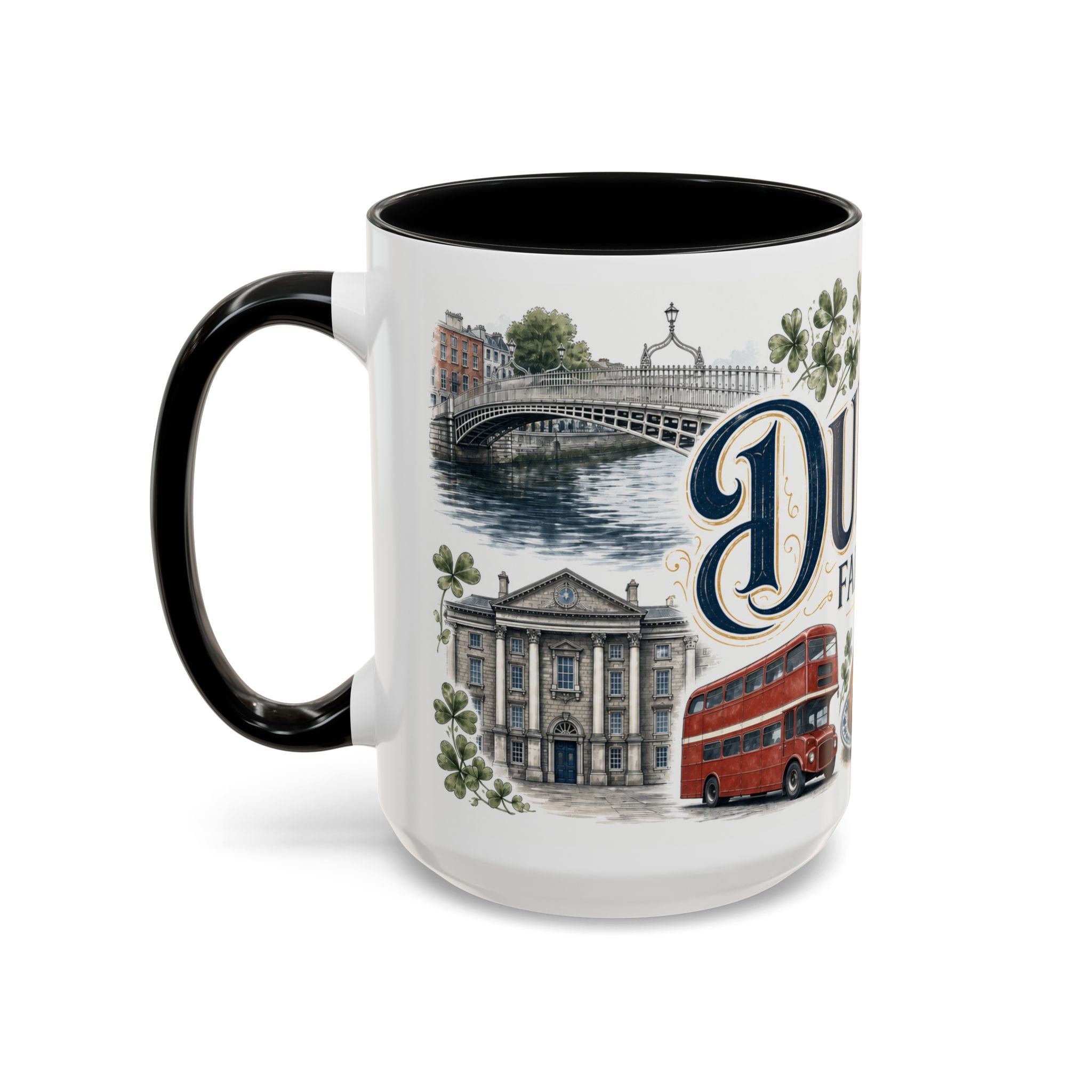Dublin Coffee Mug | Ireland Travel Souvenir | Vintage Illustrated City Gift | 11 oz 15 oz Accent Mug