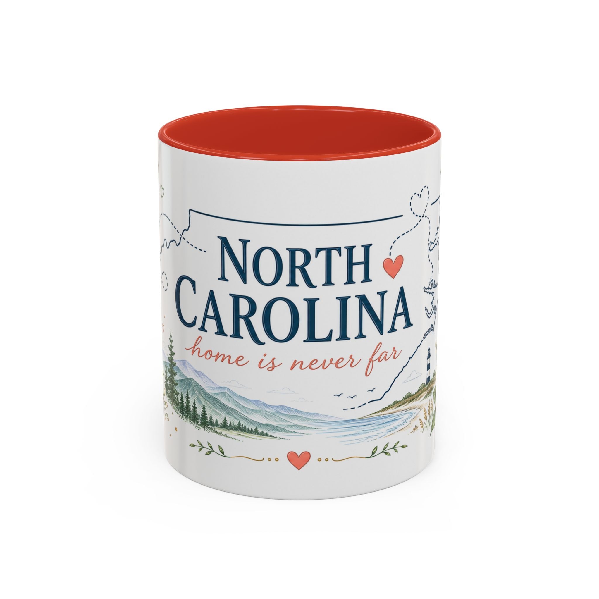 North Carolina State Map Mug | Moving Away, Homesick Gift | Botanical Accent Coffee Cup