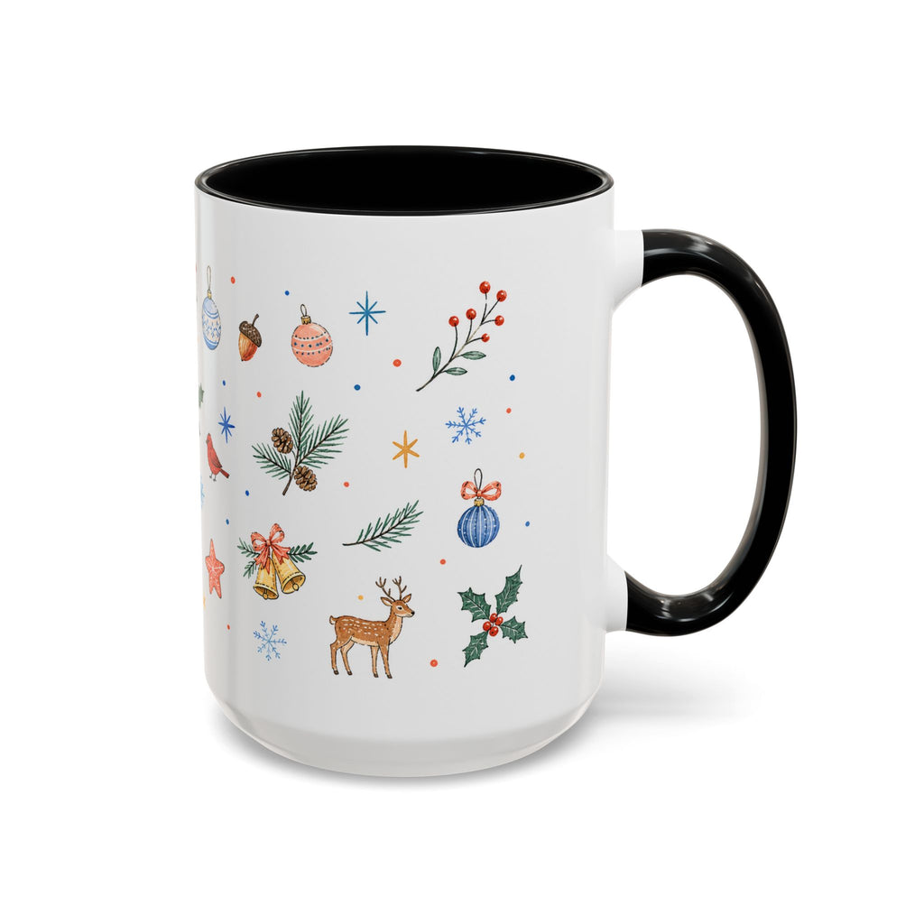 Woodland Christmas Mug | Deer Bird Watercolor Holiday Gift | Accent Cup 11oz 15oz