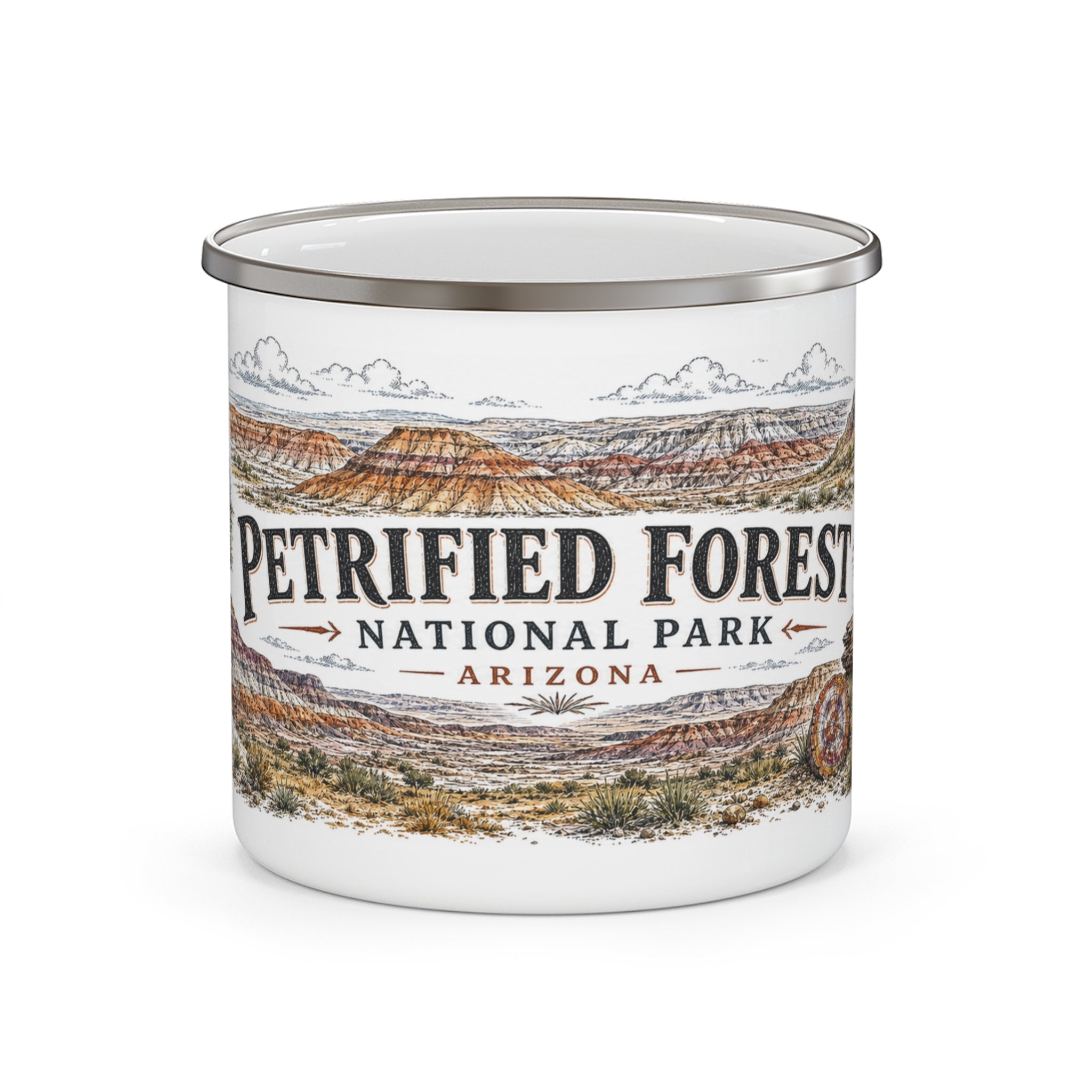 Petrified Forest National Park Vintage Enamel Camping Mug | 12oz National Park Hiking Gift