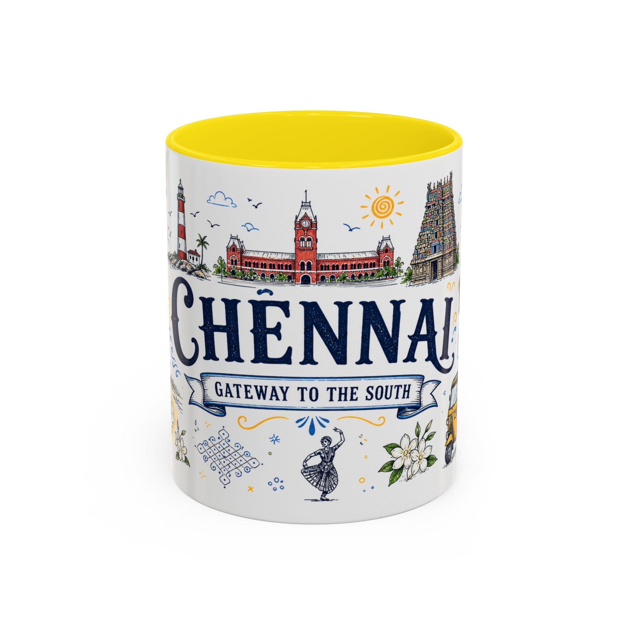 Chennai Coffee Mug | India Souvenir Travel Gift | Accent Color Ceramic 11oz 15oz
