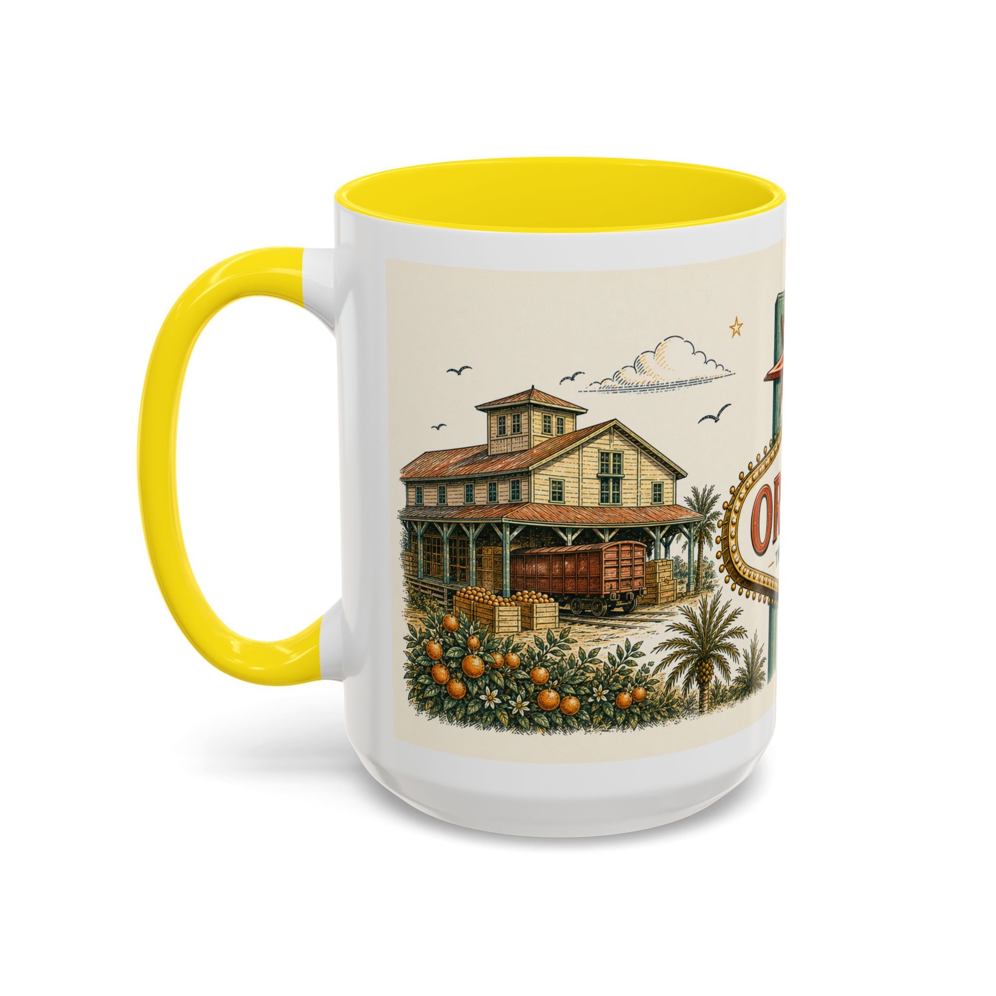 Orlando Coffee Mug | United States Travel Souvenir | Vintage Illustrated City Gift | 11 oz 15 oz Accent Mug