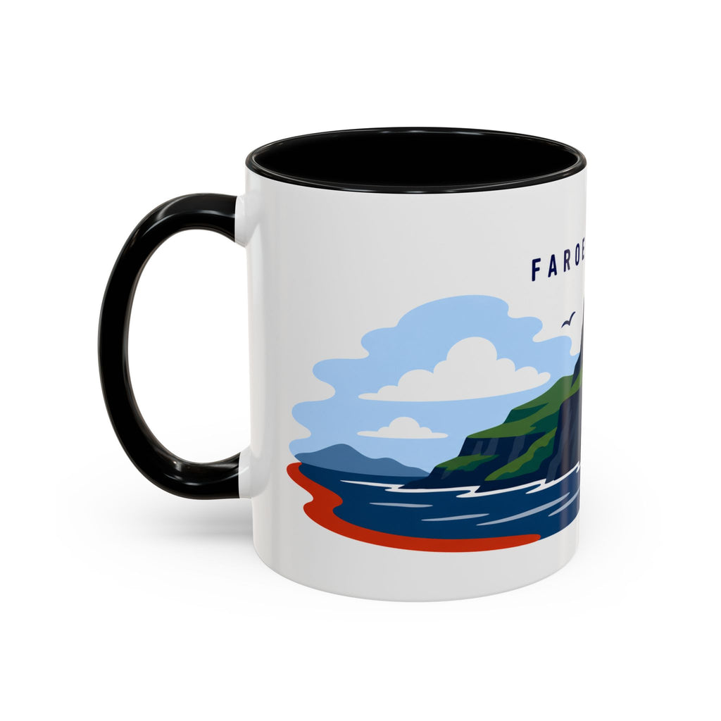 Faroe Islands Coffee Mug | Travel Destination Souvenir Gift | Accent Color Ceramic 11oz 15oz