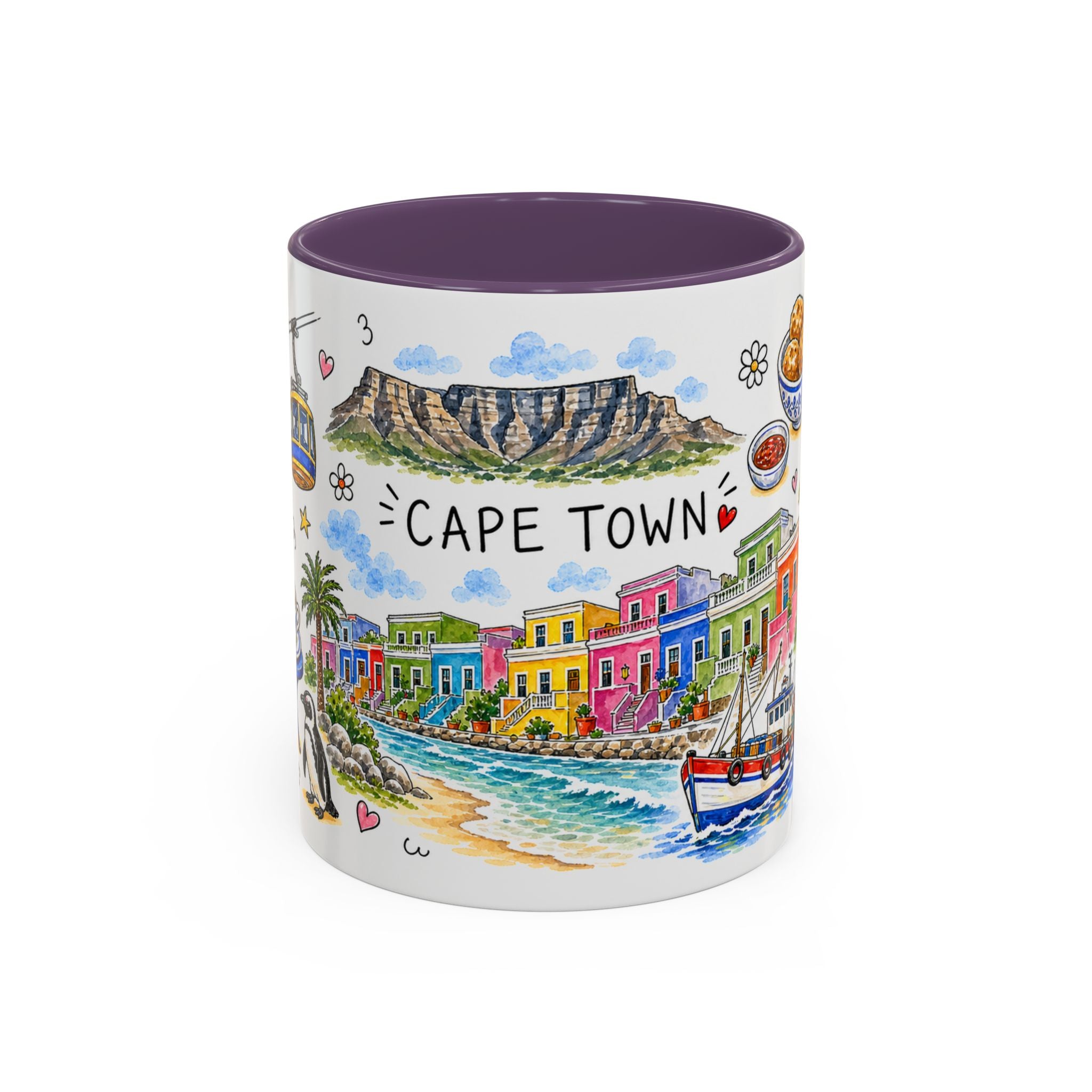 Cape Town Illustrated Travel Mug | City Souvenir Accent Coffee Mug | 11oz 15oz Ceramic Cup
