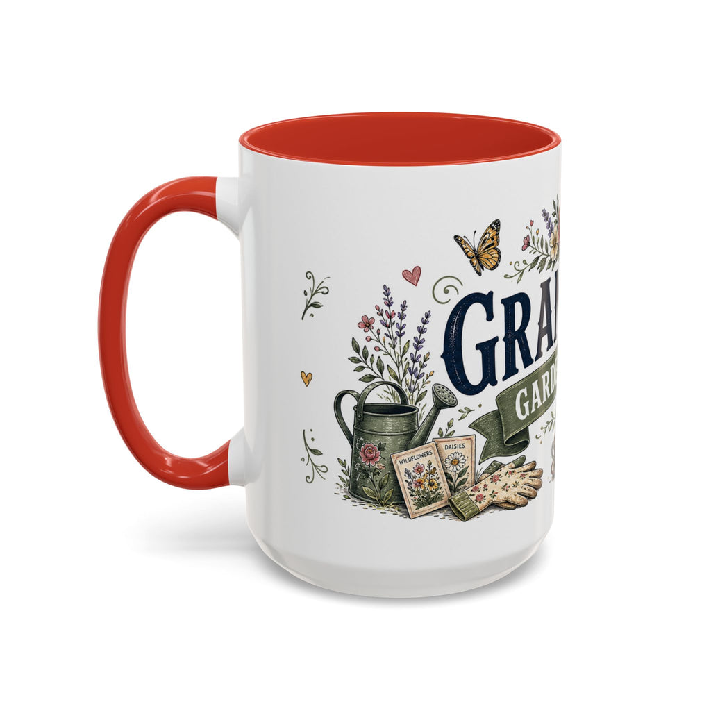 Grandma's Garden Of Love Coffee Mug | Gift From Grandkids | Accent Color Ceramic 11oz 15oz