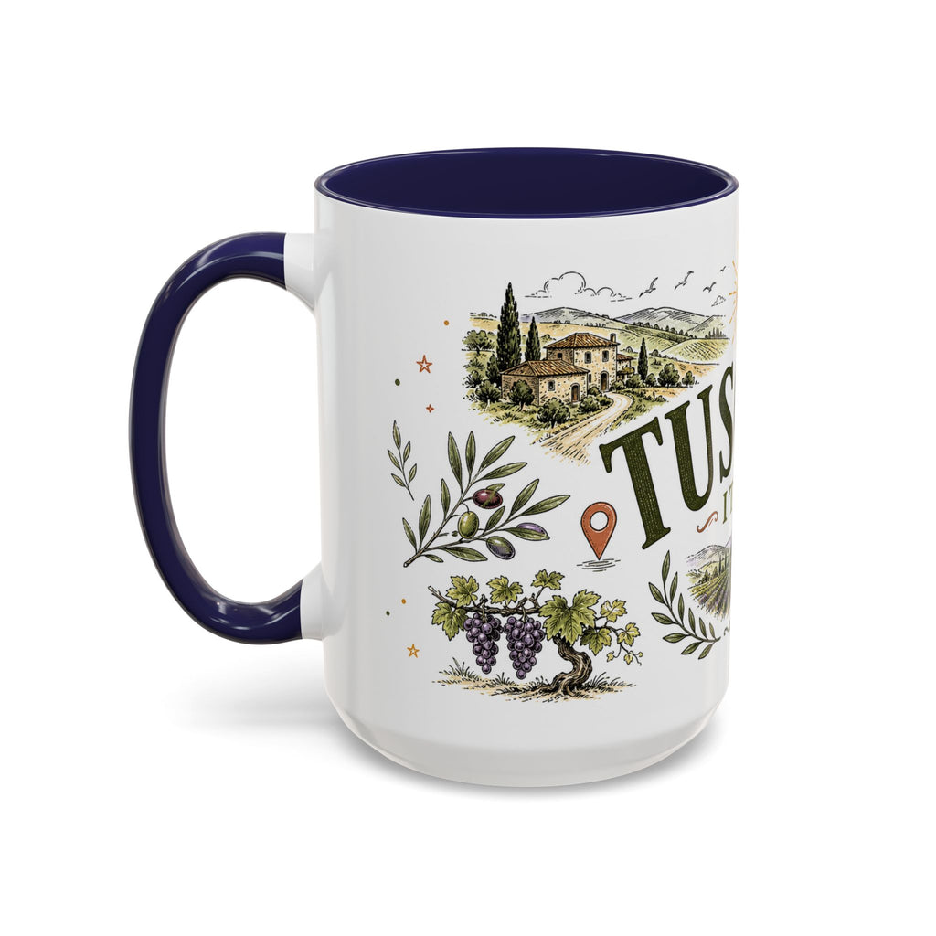 Tuscany Coffee Mug | Travel Destination Souvenir Gift | Accent Color Ceramic 11oz 15oz