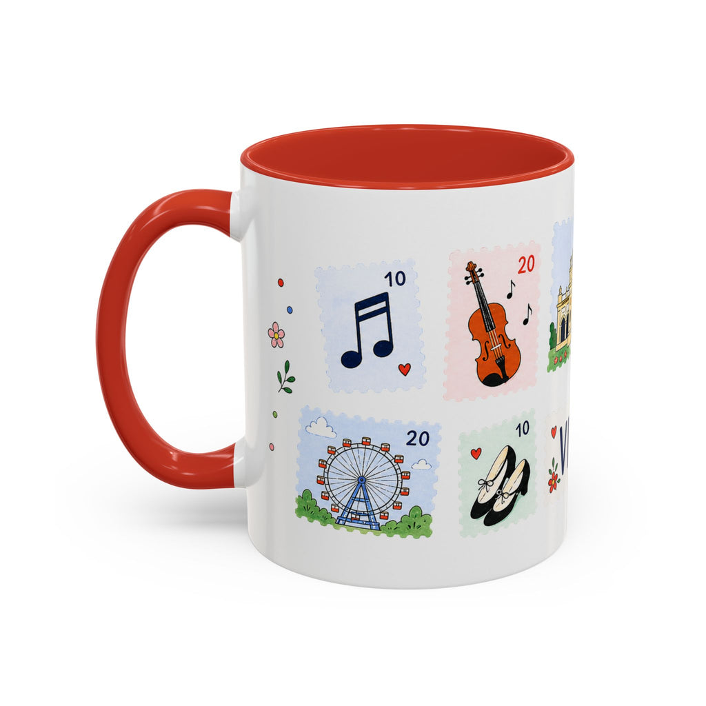 Vienna Coffee Mug | Postage Stamp Collage Mug | Travel Souvenir Accent Cup 11oz 15oz