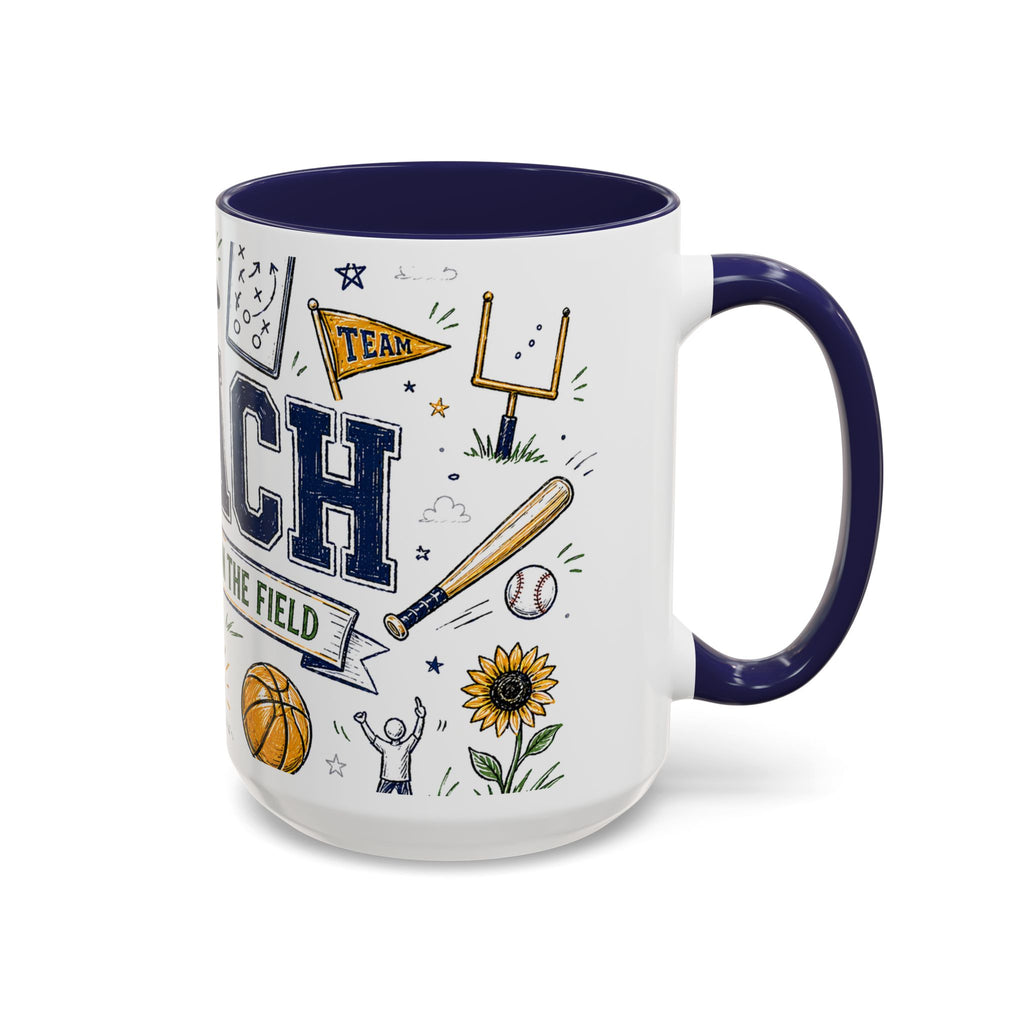 Coach Best Dad On The Field Coffee Mug | Father's Day Gift for Dad | Accent Color Ceramic 11oz 15oz