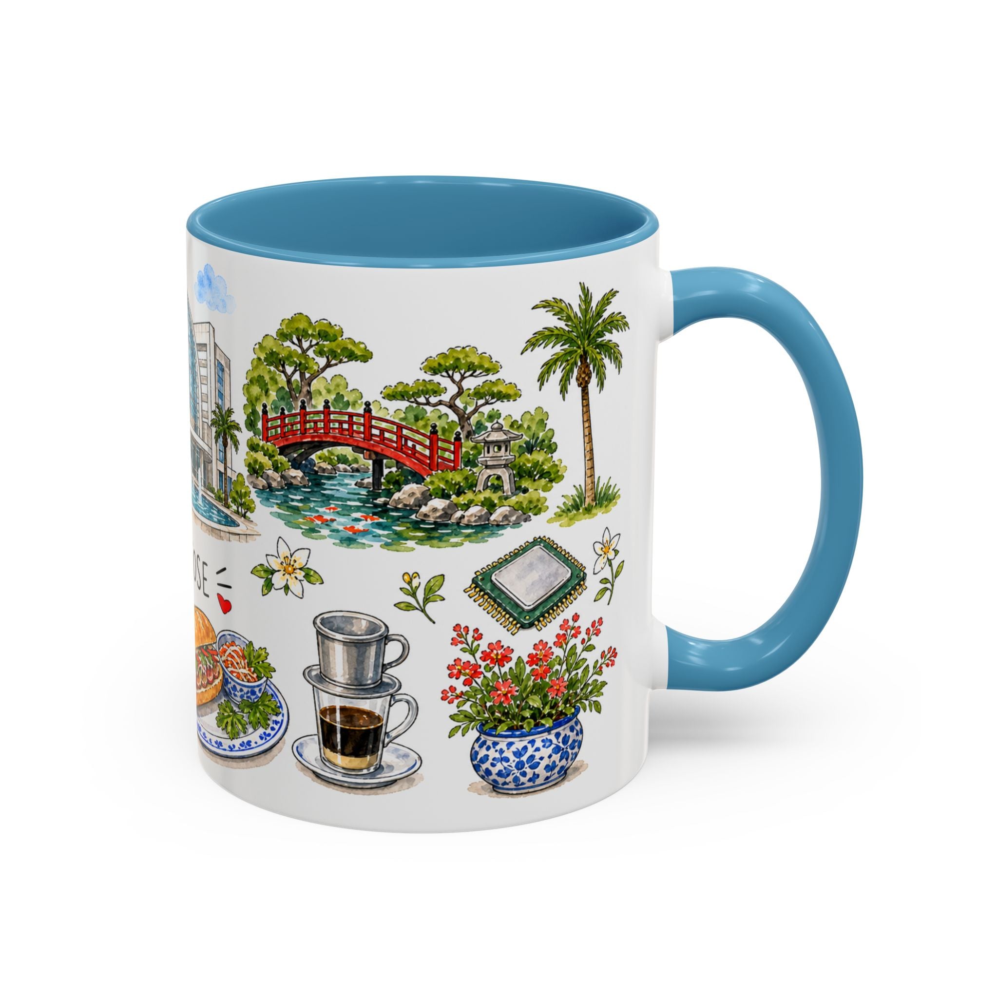 San Jose Illustrated Travel Mug | City Souvenir Accent Coffee Mug | 11oz 15oz Ceramic Cup