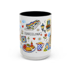 Barcelona Travel Mug | European City Souvenir Accent Coffee Mug | 11oz 15oz Ceramic Cup