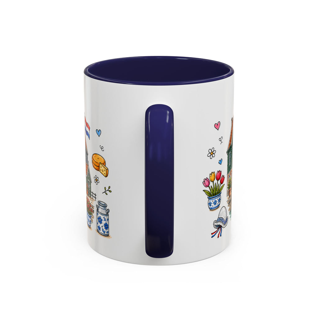 Volendam Illustrated Travel Mug | Netherlands Souvenir Accent Coffee Mug | 11oz 15oz Ceramic Cup