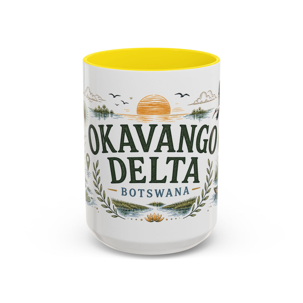 Okavango Delta Coffee Mug | Travel Destination Souvenir Gift | Accent Color Ceramic 11oz 15oz