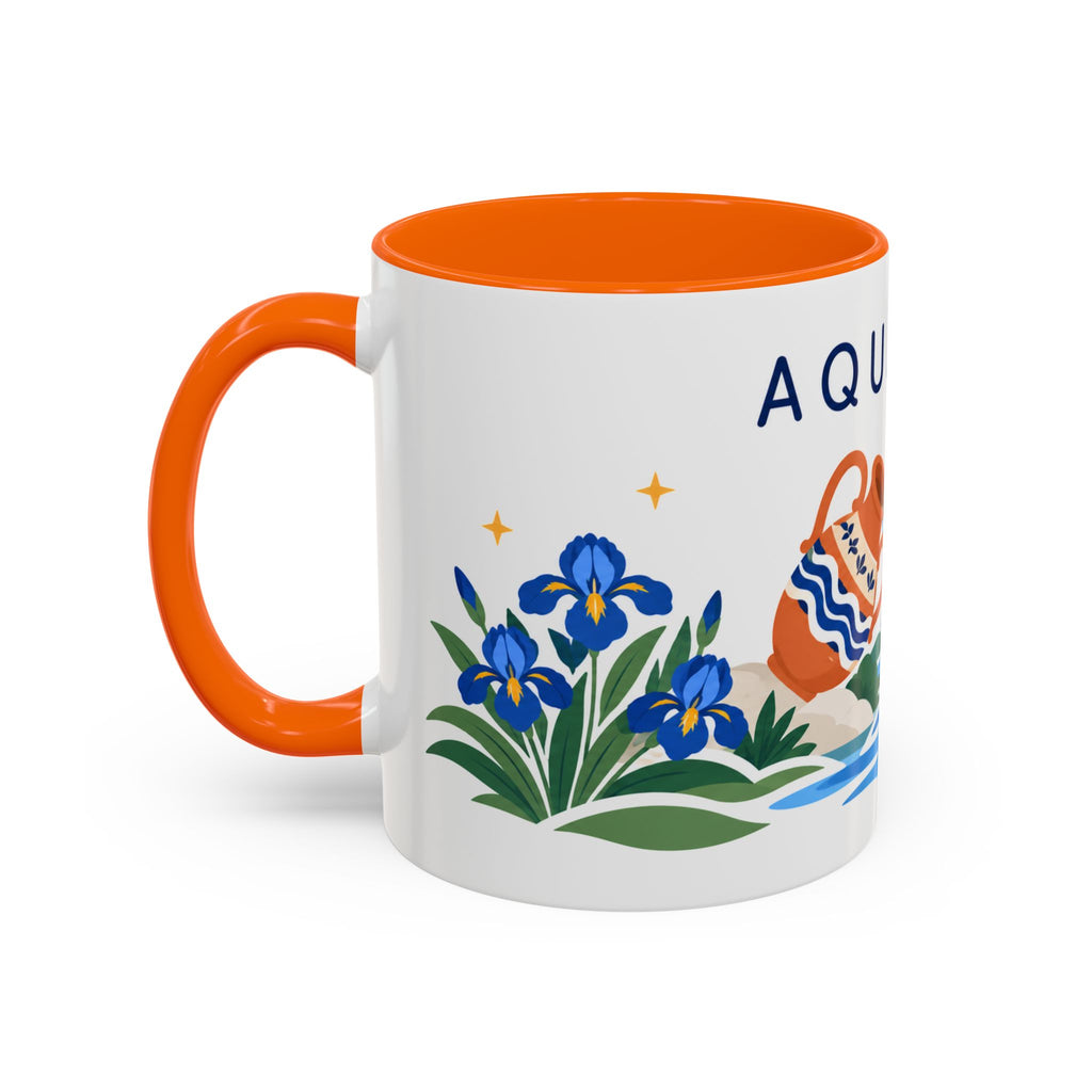 Aquarius Zodiac Coffee Mug | Water Bearer Design | Astrology Birthday Gift | 11 oz 15 oz Ceramic Accent Mug