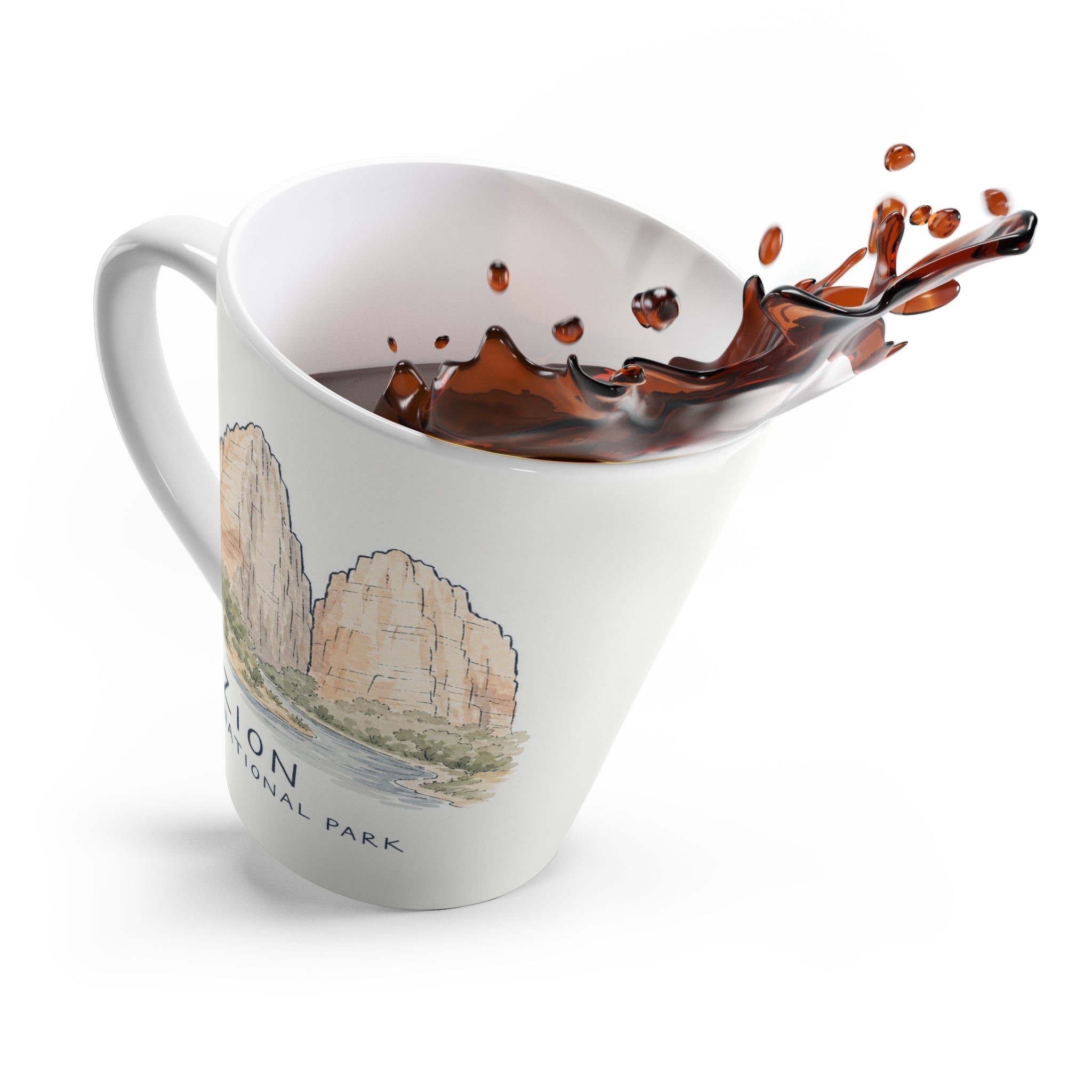 Zion National Park Latte Mug | Pastel Watercolor Nature Coffee Cup | 12 oz Travel Souvenir Gift
