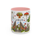 Ubud Illustrated Travel Mug | City Souvenir Accent Coffee Mug | 11oz 15oz Ceramic Cup