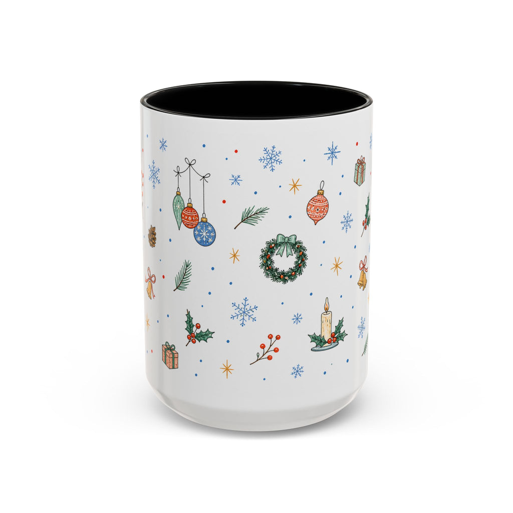 Christmas Ornament Mug | Snowflake Watercolor Holiday Gift | Accent Cup 11oz 15oz