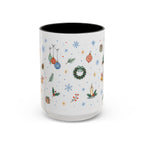 Christmas Ornament Mug | Snowflake Watercolor Holiday Gift | Accent Cup 11oz 15oz