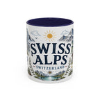 Swiss Alps Coffee Mug | Travel Destination Souvenir Gift | Accent Color Ceramic 11oz 15oz
