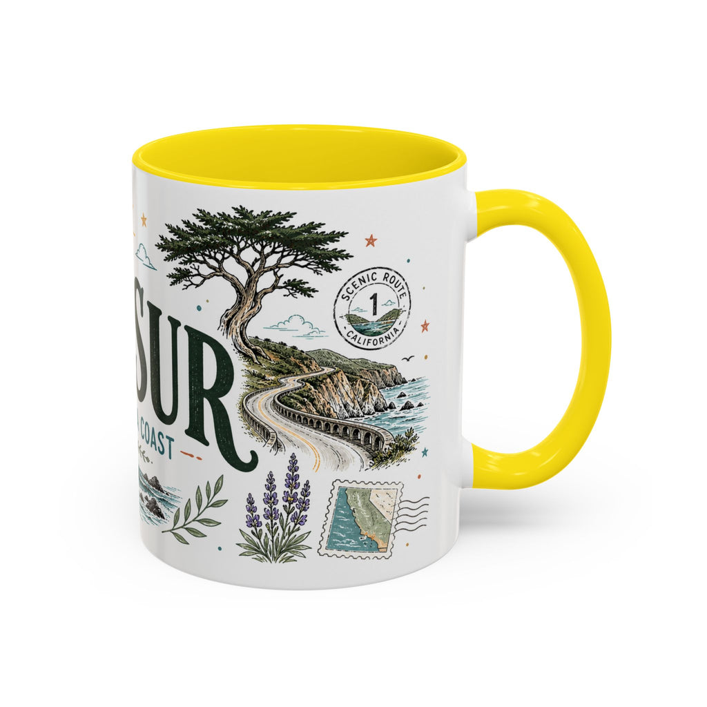 Big Sur Coffee Mug | Travel Destination Souvenir Gift | Accent Color Ceramic 11oz 15oz