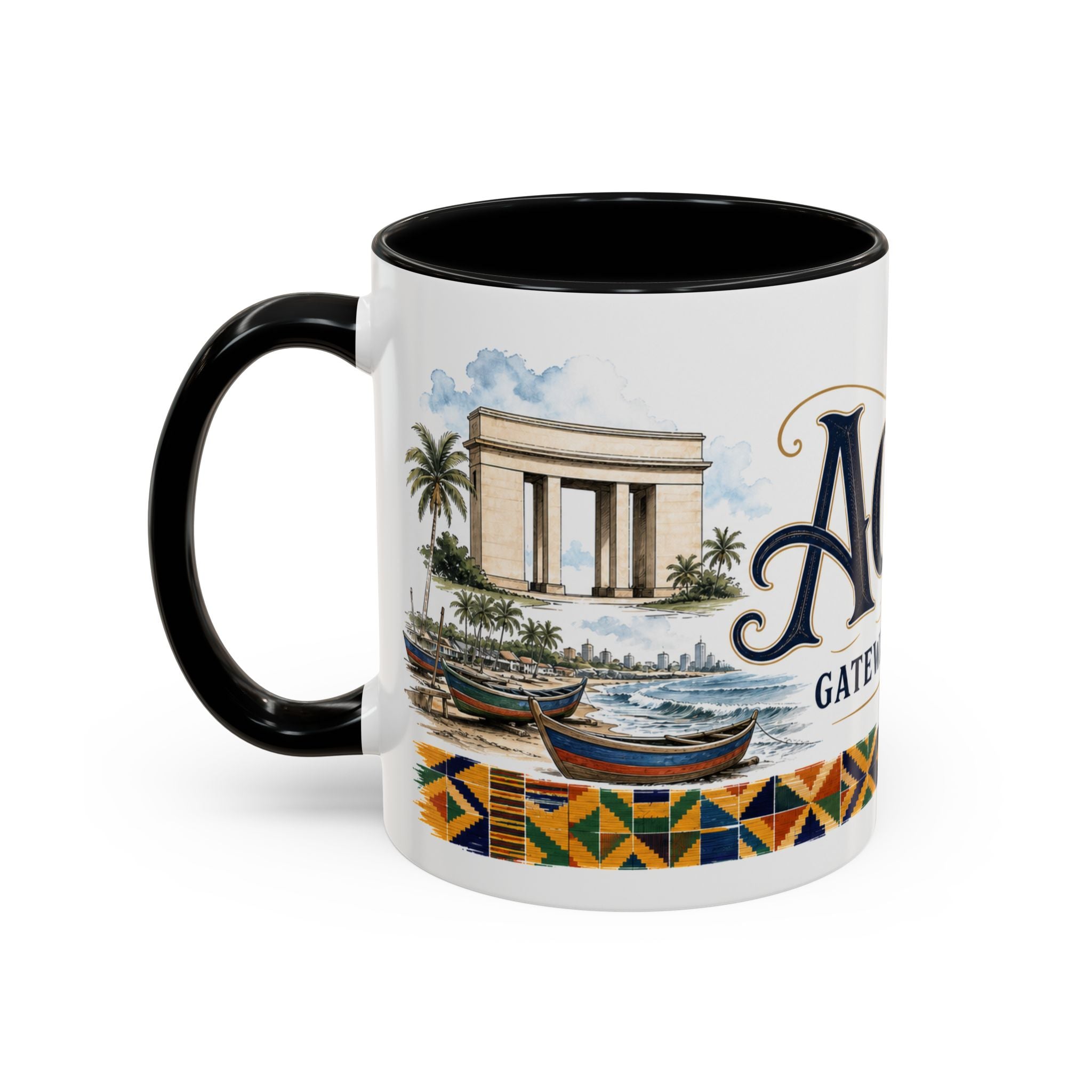 Accra Coffee Mug | Ghana Travel Souvenir | Vintage Illustrated City Gift | 11 oz 15 oz Accent Mug