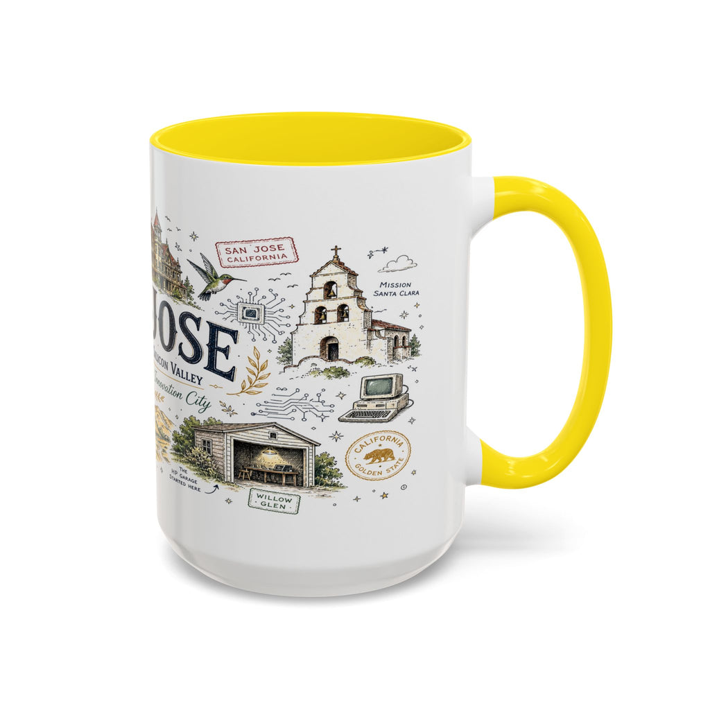 San Jose Coffee Mug | California Souvenir City Gift | Accent Color Ceramic 11oz 15oz