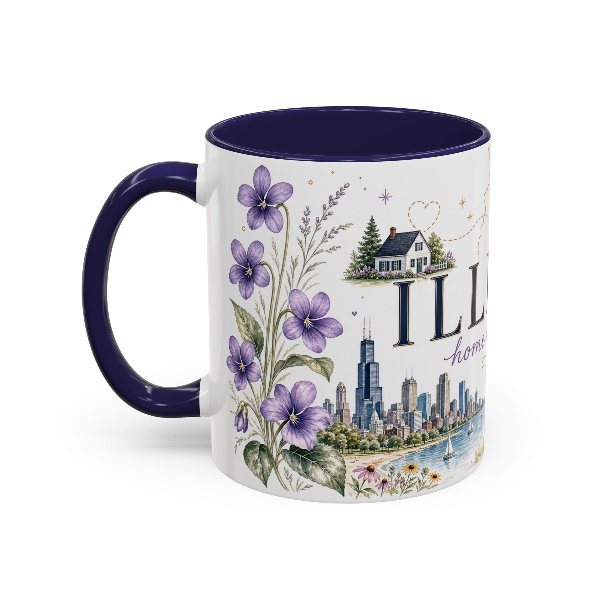 Illinois State Map Mug | Botanical Travel Sketch, Moving Away Gift (11oz 15oz)