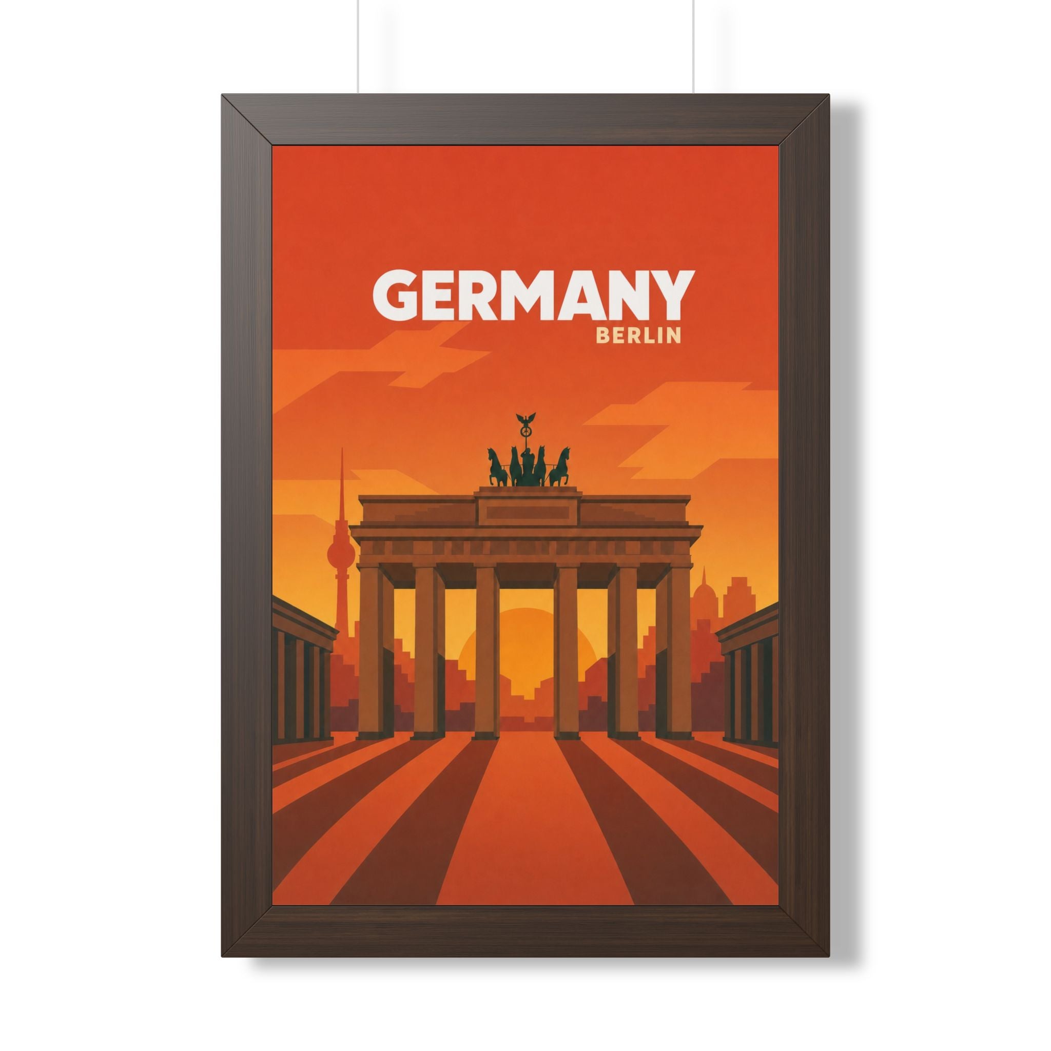 Berlin Germany Framed Poster | Vintage Travel Wall Art | Black Walnut White Frame | 16x24 20x30