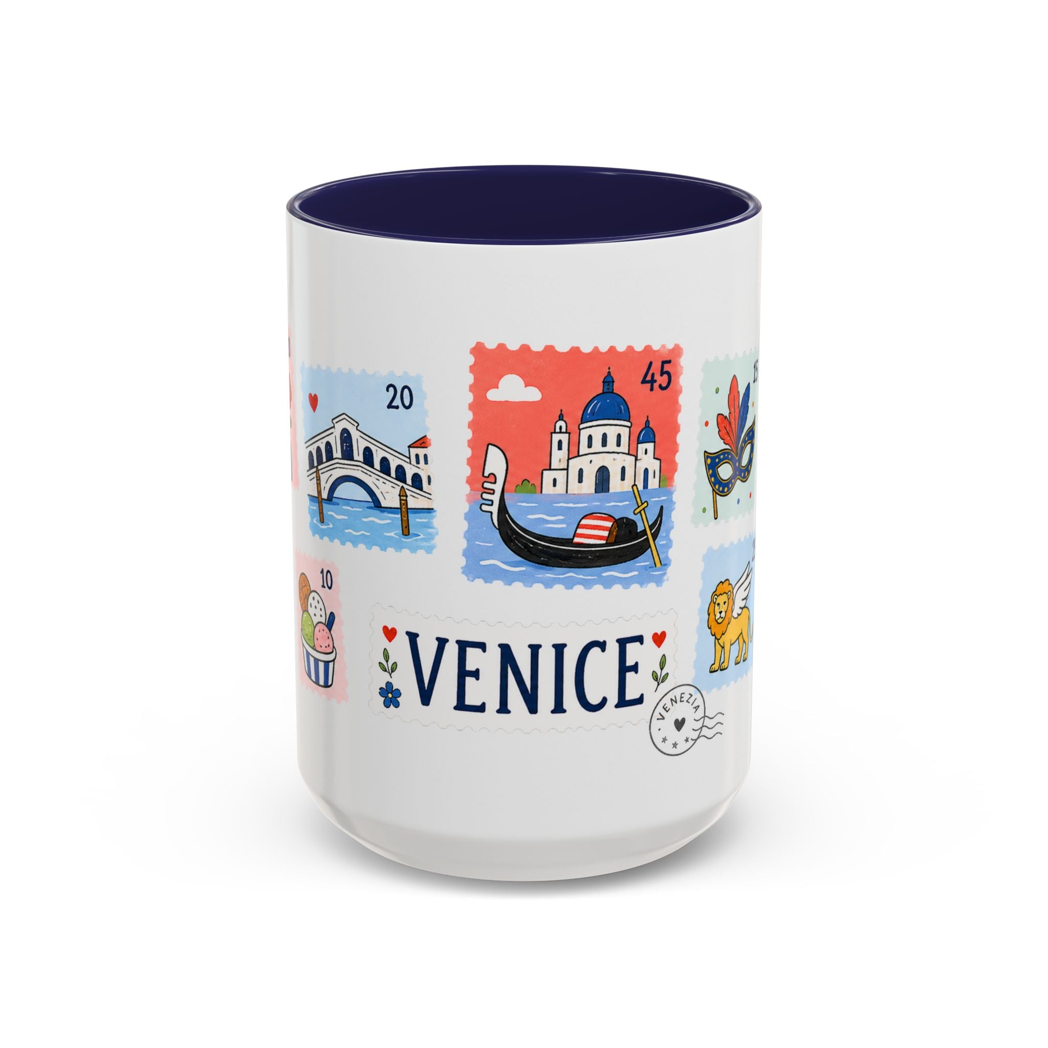 Venice Coffee Mug | Postage Stamp Collage Mug | Travel Souvenir Accent Cup 11oz 15oz