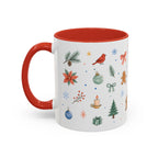 Woodland Christmas Mug | Deer Bird Watercolor Holiday Gift | Accent Cup 11oz 15oz