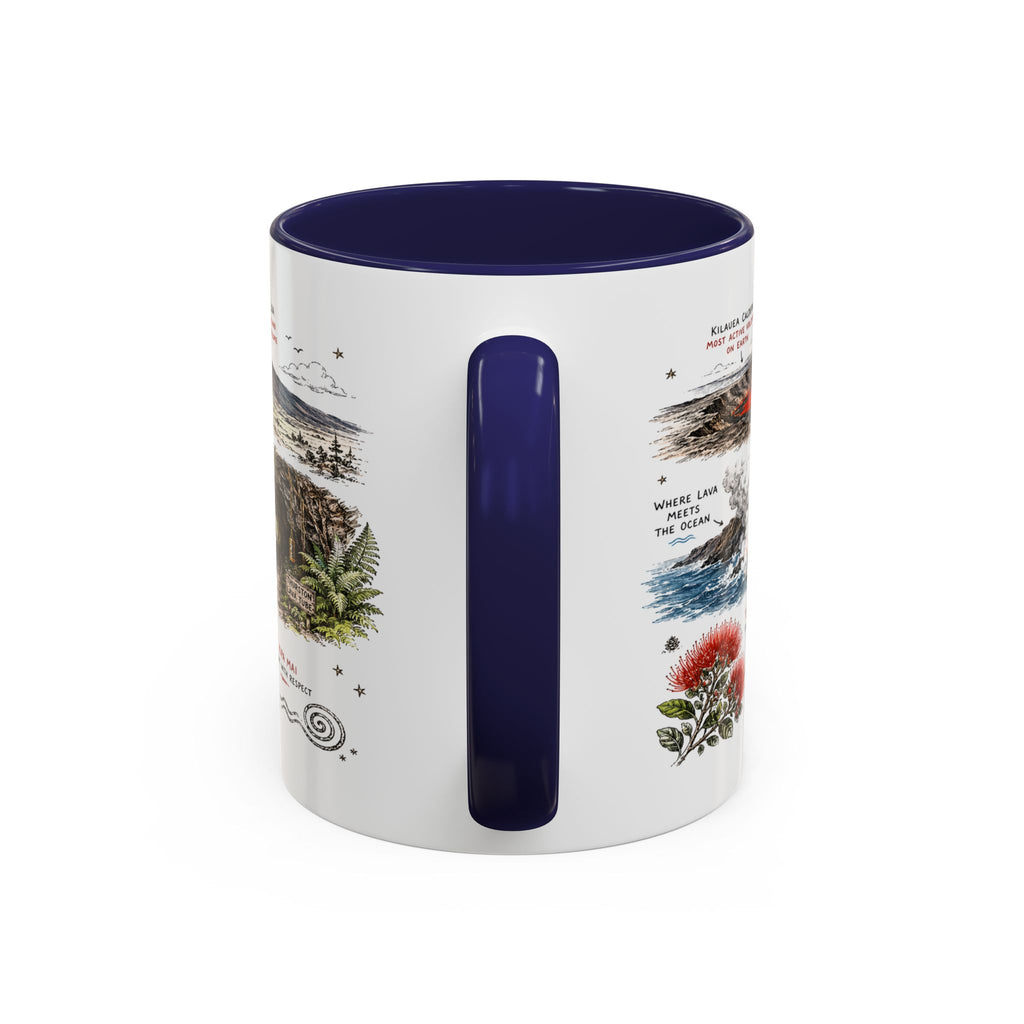 Hawaii Volcanoes National Park Coffee Mug | Hawaii Big Island Lava Volcano Gift | Accent Color Ceramic 11oz 15oz
