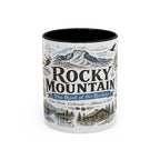 Rocky Mountain Coffee Mug | National Park Hiking Camping Gift | Accent Color Ceramic 11oz 15oz