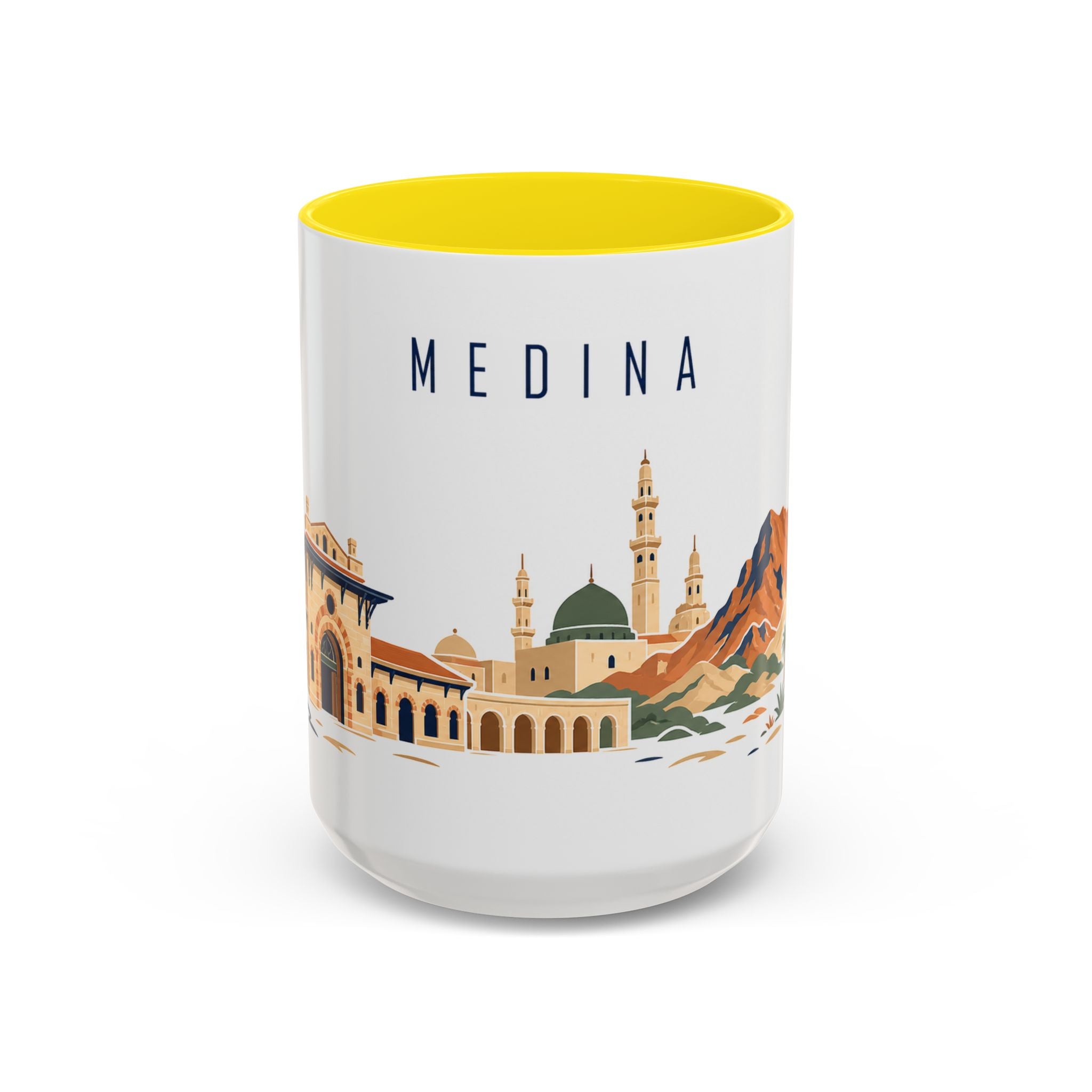 Medina Coffee Mug | Saudi Arabia Travel Souvenir | Porcelain Decal City Gift | 11oz 15oz Accent Mug
