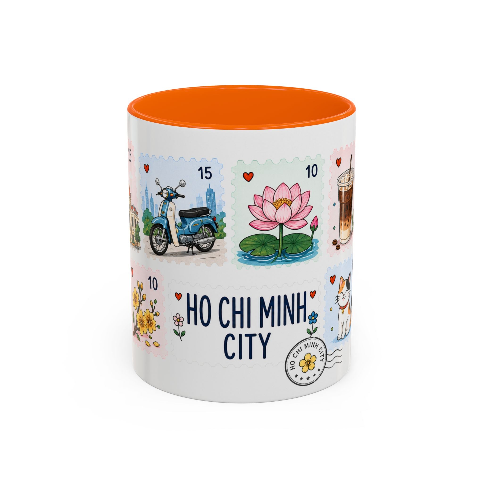 Ho Chi Minh City Coffee Mug | Postage Stamp Collage Mug | Travel Souvenir Accent Cup 11oz 15oz