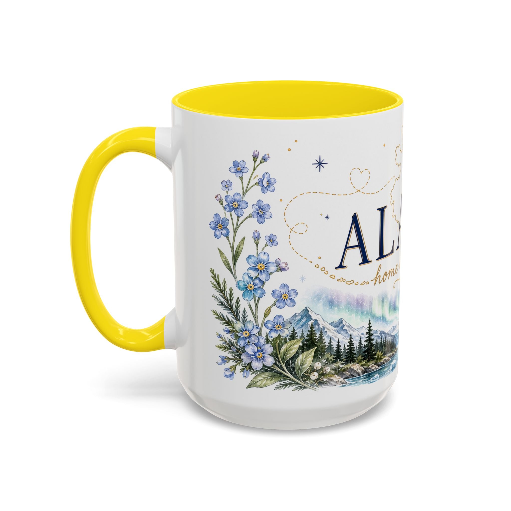 Alaska State Map Mug | Northern Lights, Mountains, Glaciers | Moving Away Gift