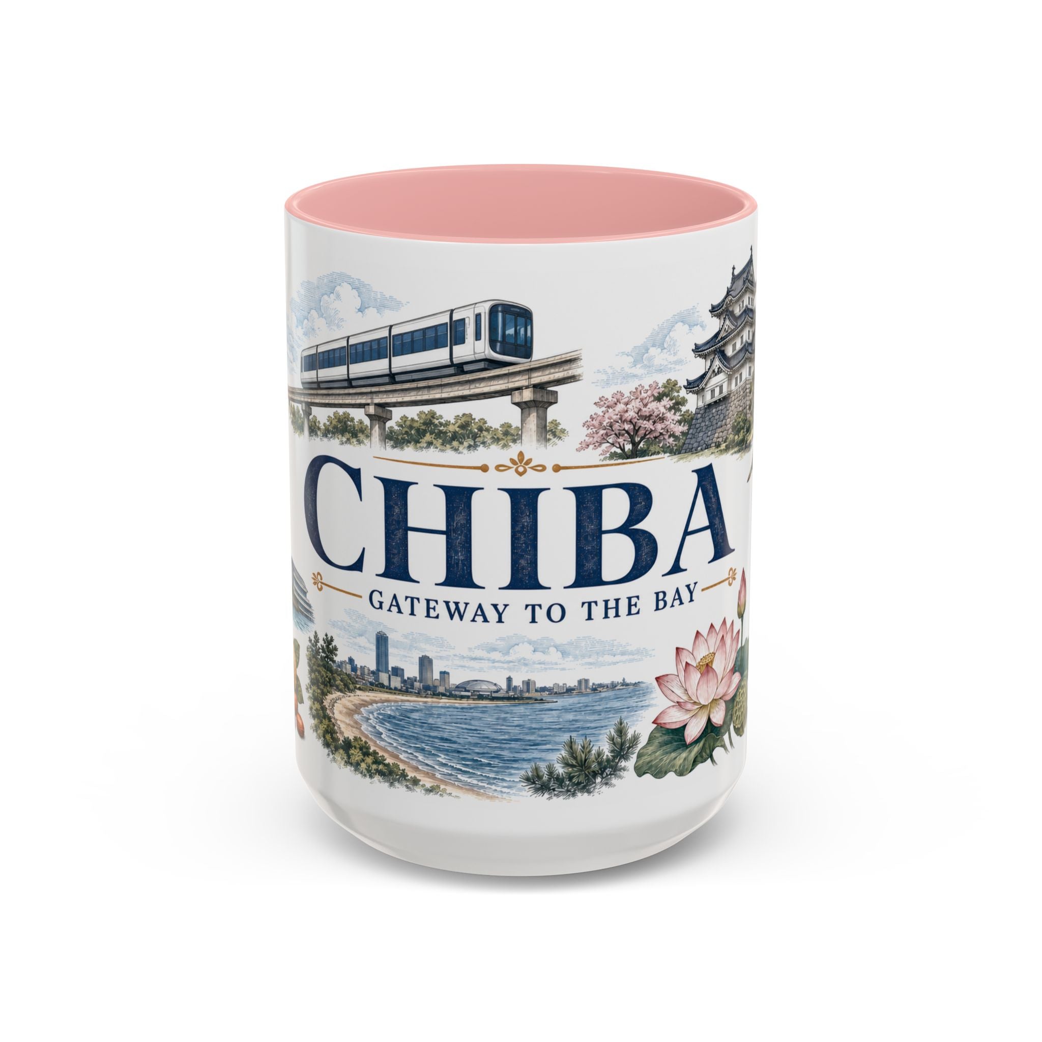 Chiba Coffee Mug | Japan Travel Souvenir | Vintage Illustrated City Gift | 11 oz 15 oz Accent Mug