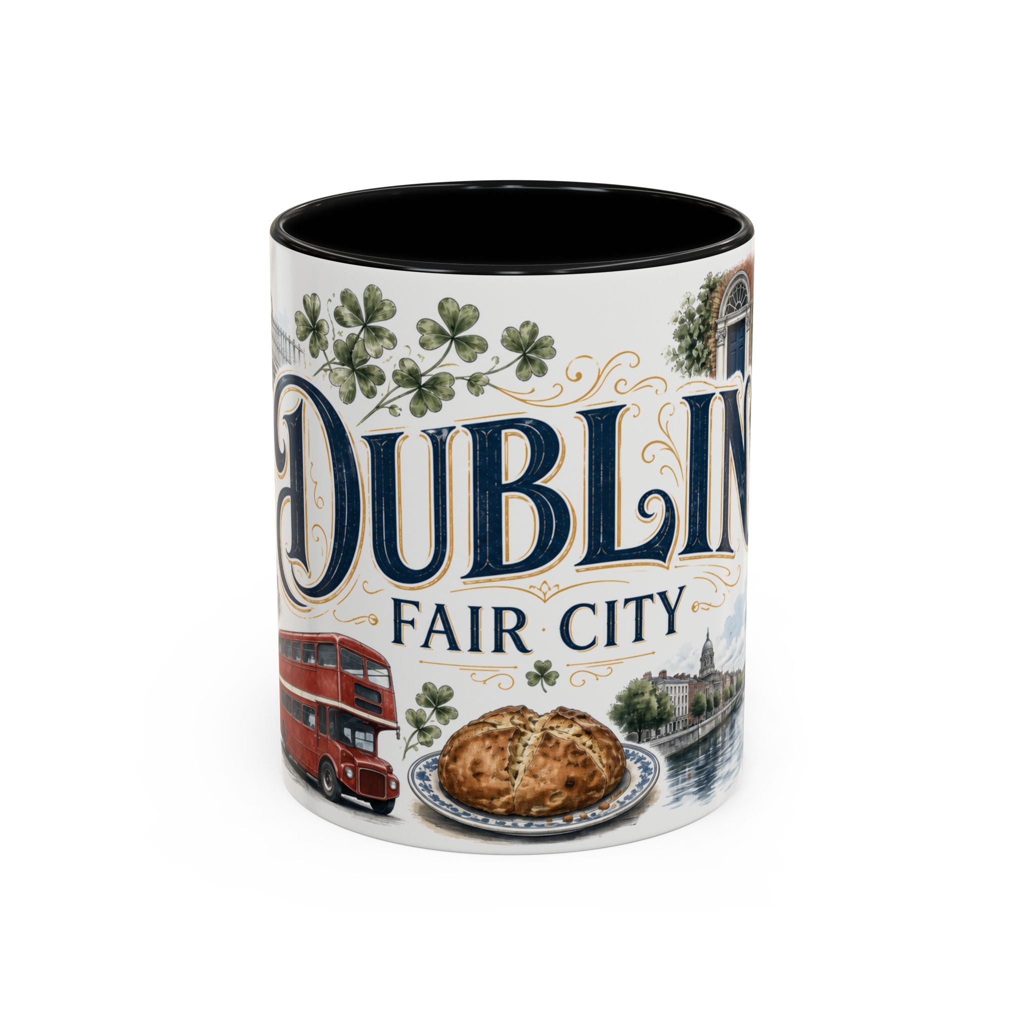 Dublin Coffee Mug | Ireland Travel Souvenir | Vintage Illustrated City Gift | 11 oz 15 oz Accent Mug