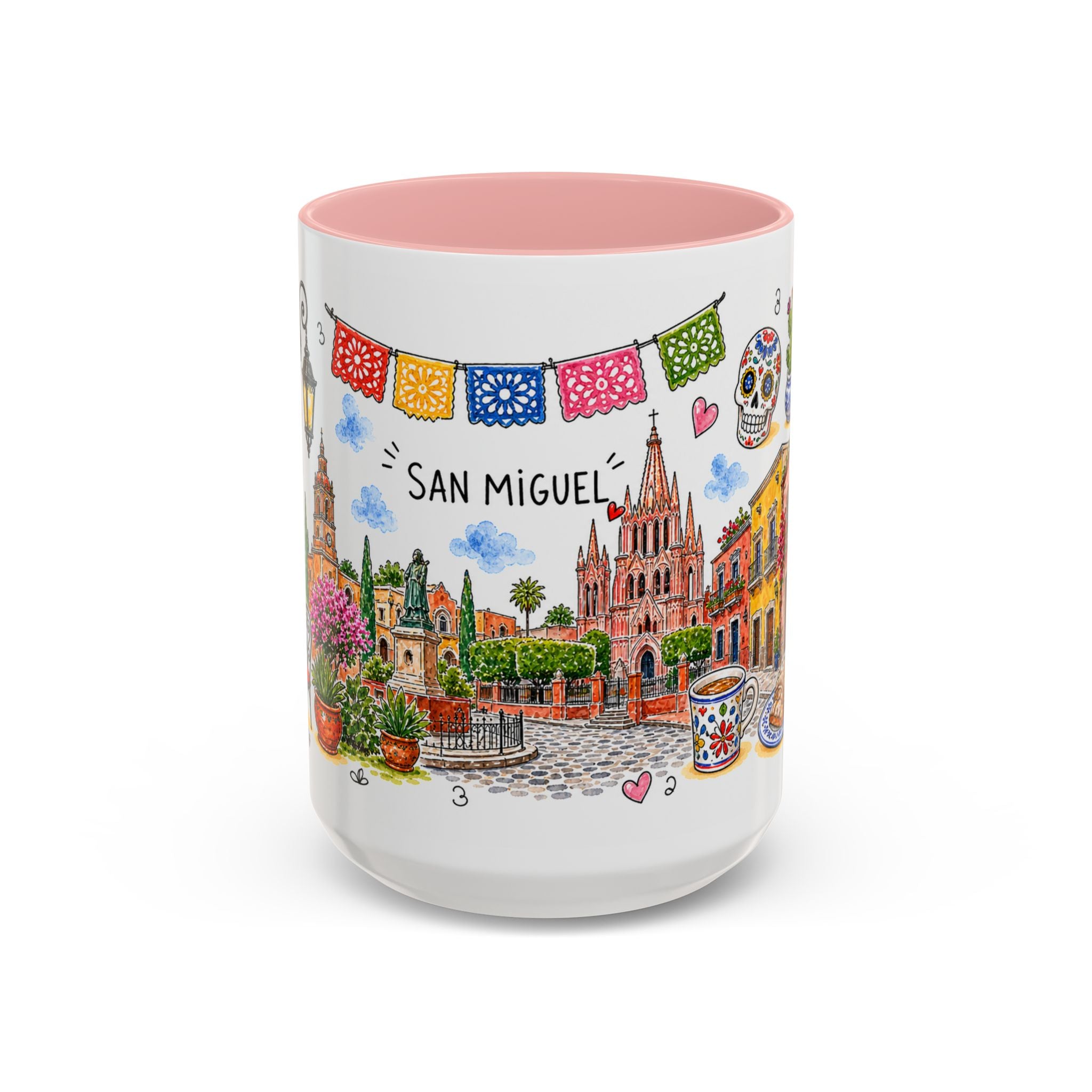 San Miguel de Allende Illustrated Travel Mug | City Souvenir Accent Coffee Mug | 11oz 15oz Ceramic Cup