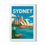 Sydney Opera House Australia Framed Poster | Vintage Travel Wall Art | Black Walnut White Frame | 16x24 20x30