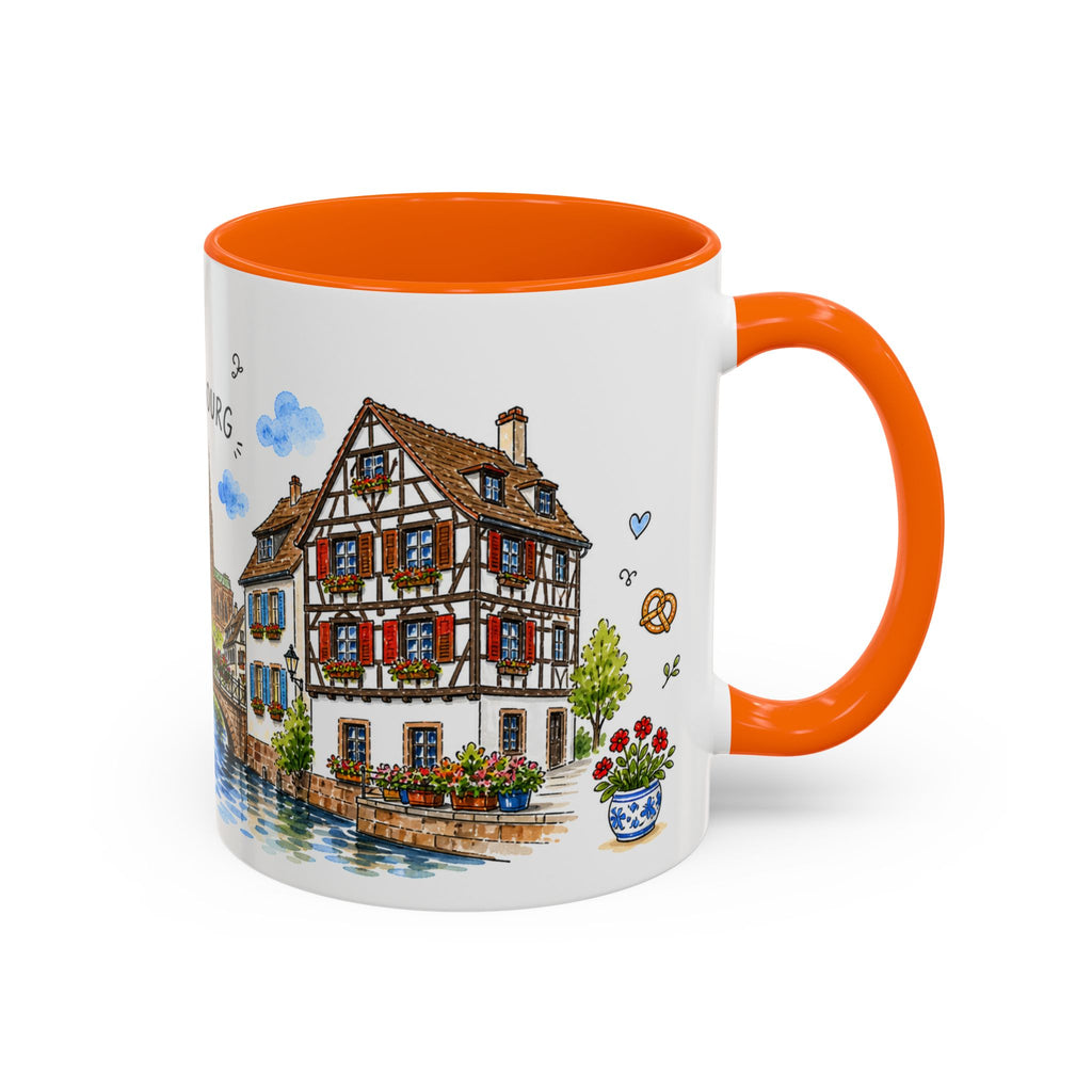Strasbourg Illustrated Travel Mug | France Souvenir Accent Coffee Mug | 11oz 15oz Ceramic Cup