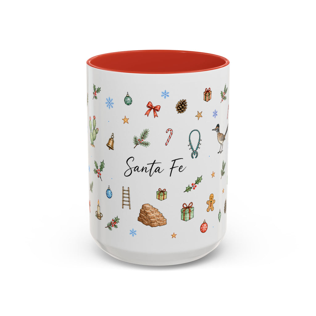 Santa Fe Christmas Mug | Watercolor City Souvenir | Ceramic Coffee Cup (11oz 15oz)