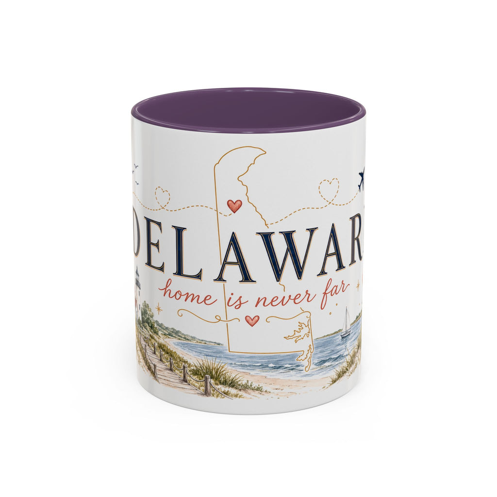 Delaware State Map Mug | Botanical Beach Accent Coffee Cup (11oz/15oz)