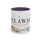 Delaware State Map Mug | Botanical Beach Accent Coffee Cup (11oz/15oz)